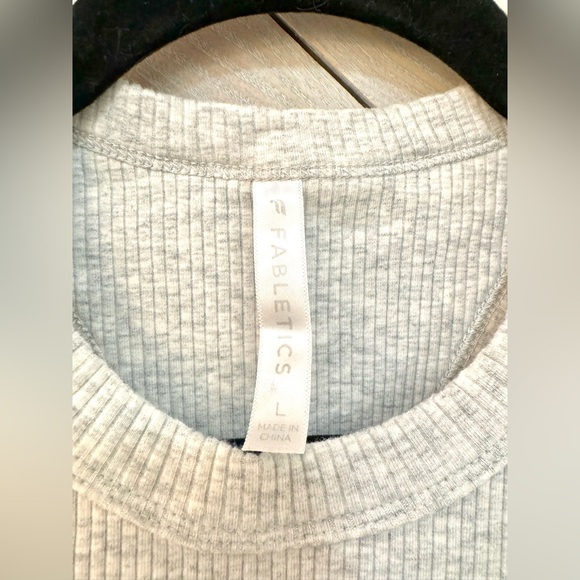Fabletics | High Neck Rib Built-In Bra Tank | Heather Gray | L - Picture 3 of 9